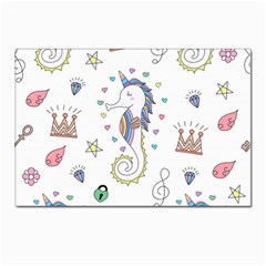 Seamless-pattern-cute-unicorn-cartoon-hand-drawn Postcard 4 x 6  (pkg Of 10) by Jancukart