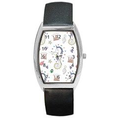 Seamless-pattern-cute-unicorn-cartoon-hand-drawn Barrel Style Metal Watch