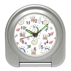 Seamless-pattern-cute-unicorn-cartoon-hand-drawn Travel Alarm Clock