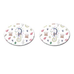 Seamless-pattern-cute-unicorn-cartoon-hand-drawn Cufflinks (oval)