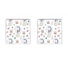 Seamless-pattern-cute-unicorn-cartoon-hand-drawn Cufflinks (square)