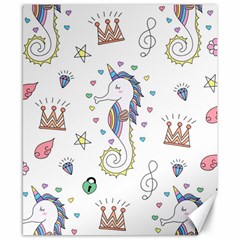 Seamless-pattern-cute-unicorn-cartoon-hand-drawn Canvas 8  X 10 