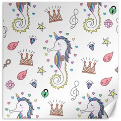 Seamless-pattern-cute-unicorn-cartoon-hand-drawn Canvas 20  X 20 