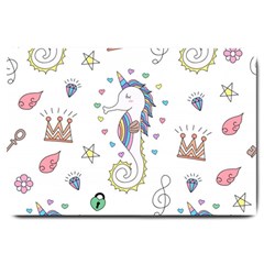 Seamless-pattern-cute-unicorn-cartoon-hand-drawn Large Doormat