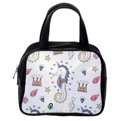 Seamless-pattern-cute-unicorn-cartoon-hand-drawn Classic Handbag (one Side) by Jancukart