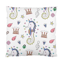 Seamless-pattern-cute-unicorn-cartoon-hand-drawn Standard Cushion Case (one Side) by Jancukart