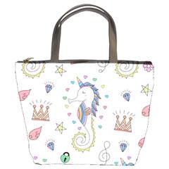 Seamless-pattern-cute-unicorn-cartoon-hand-drawn Bucket Bag by Jancukart