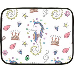 Seamless-pattern-cute-unicorn-cartoon-hand-drawn Double Sided Fleece Blanket (mini) 