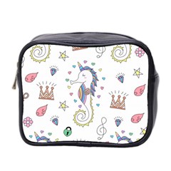 Seamless-pattern-cute-unicorn-cartoon-hand-drawn Mini Toiletries Bag (two Sides)