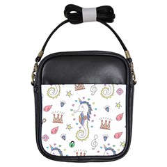 Seamless-pattern-cute-unicorn-cartoon-hand-drawn Girls Sling Bag