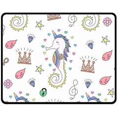 Seamless-pattern-cute-unicorn-cartoon-hand-drawn Fleece Blanket (medium)  by Jancukart