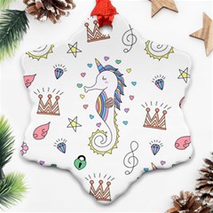 Seamless-pattern-cute-unicorn-cartoon-hand-drawn Ornament (snowflake)