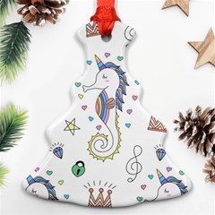 Seamless-pattern-cute-unicorn-cartoon-hand-drawn Christmas Tree Ornament (two Sides) by Jancukart