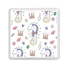 Seamless-pattern-cute-unicorn-cartoon-hand-drawn Memory Card Reader (square)