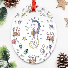 Seamless-pattern-cute-unicorn-cartoon-hand-drawn Ornament (oval Filigree)