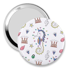 Seamless-pattern-cute-unicorn-cartoon-hand-drawn 3  Handbag Mirrors