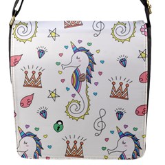 Seamless-pattern-cute-unicorn-cartoon-hand-drawn Flap Closure Messenger Bag (s)