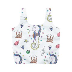 Seamless-pattern-cute-unicorn-cartoon-hand-drawn Full Print Recycle Bag (m)