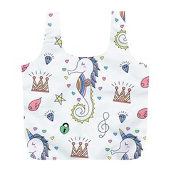 Seamless-pattern-cute-unicorn-cartoon-hand-drawn Full Print Recycle Bag (l)