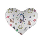 Seamless-pattern-cute-unicorn-cartoon-hand-drawn Standard 16  Premium Flano Heart Shape Cushions Front