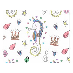 Seamless-pattern-cute-unicorn-cartoon-hand-drawn Double Sided Flano Blanket (large) 