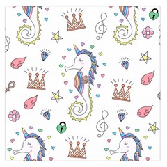 Seamless-pattern-cute-unicorn-cartoon-hand-drawn Square Satin Scarf (36  X 36 )