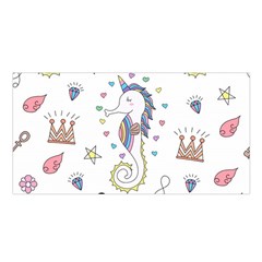 Seamless-pattern-cute-unicorn-cartoon-hand-drawn Satin Shawl 45  X 80 