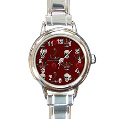 Tattoo-old-school-background-pattern Round Italian Charm Watch