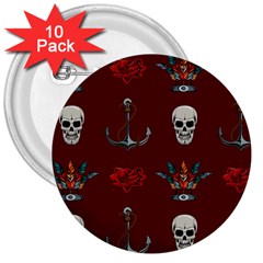 Tattoo-old-school-background-pattern 3  Buttons (10 Pack) 