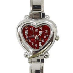 Tattoo-old-school-background-pattern Heart Italian Charm Watch by Jancukart