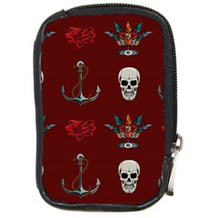 Tattoo-old-school-background-pattern Compact Camera Leather Case