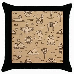 Egyptian-seamless-pattern-symbols-landmarks-signs-egypt Throw Pillow Case (black)