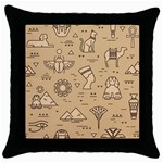 Egyptian-seamless-pattern-symbols-landmarks-signs-egypt Throw Pillow Case (Black) Front