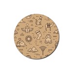 Egyptian-seamless-pattern-symbols-landmarks-signs-egypt Rubber Coaster (Round) Front