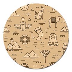 Egyptian-seamless-pattern-symbols-landmarks-signs-egypt Magnet 5  (round)