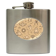 Egyptian-seamless-pattern-symbols-landmarks-signs-egypt Hip Flask (6 Oz) by Jancukart