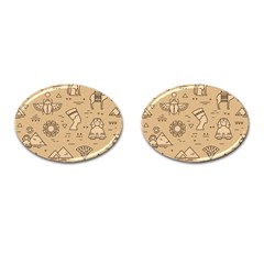 Egyptian-seamless-pattern-symbols-landmarks-signs-egypt Cufflinks (oval)