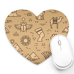 Egyptian-seamless-pattern-symbols-landmarks-signs-egypt Heart Mousepad by Jancukart