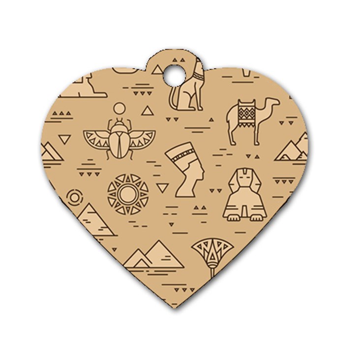 Egyptian-seamless-pattern-symbols-landmarks-signs-egypt Dog Tag Heart (One Side)