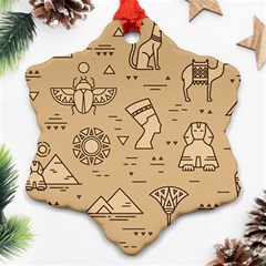 Egyptian-seamless-pattern-symbols-landmarks-signs-egypt Snowflake Ornament (two Sides)