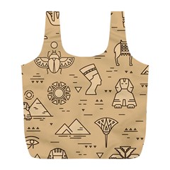 Egyptian-seamless-pattern-symbols-landmarks-signs-egypt Full Print Recycle Bag (l) by Jancukart