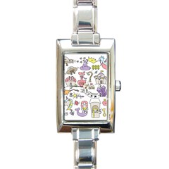 Fantasy-things-doodle-style-vector-illustration Rectangle Italian Charm Watch