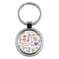 Fantasy-things-doodle-style-vector-illustration Key Chain (round)