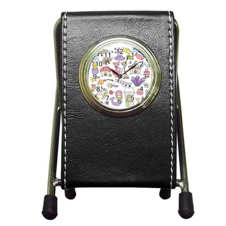 Fantasy-things-doodle-style-vector-illustration Pen Holder Desk Clock