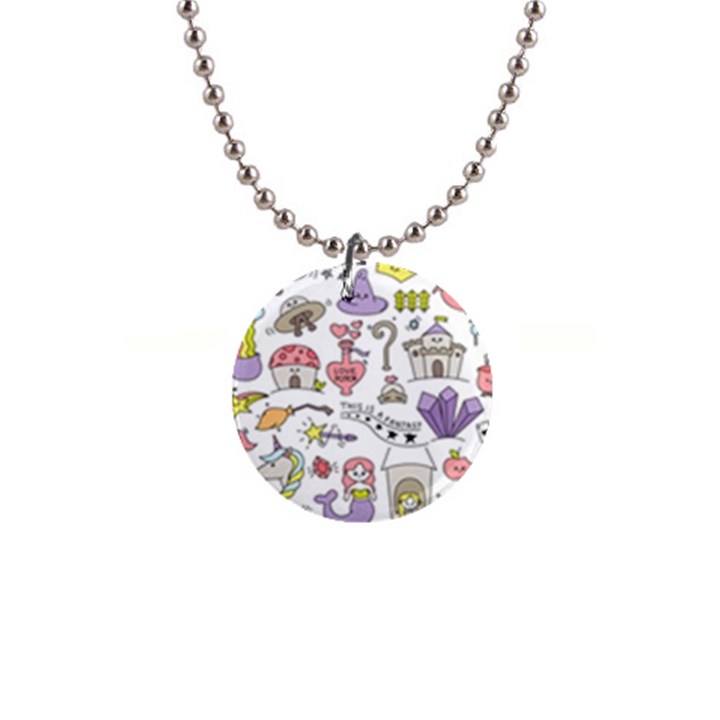 Fantasy-things-doodle-style-vector-illustration 1  Button Necklace