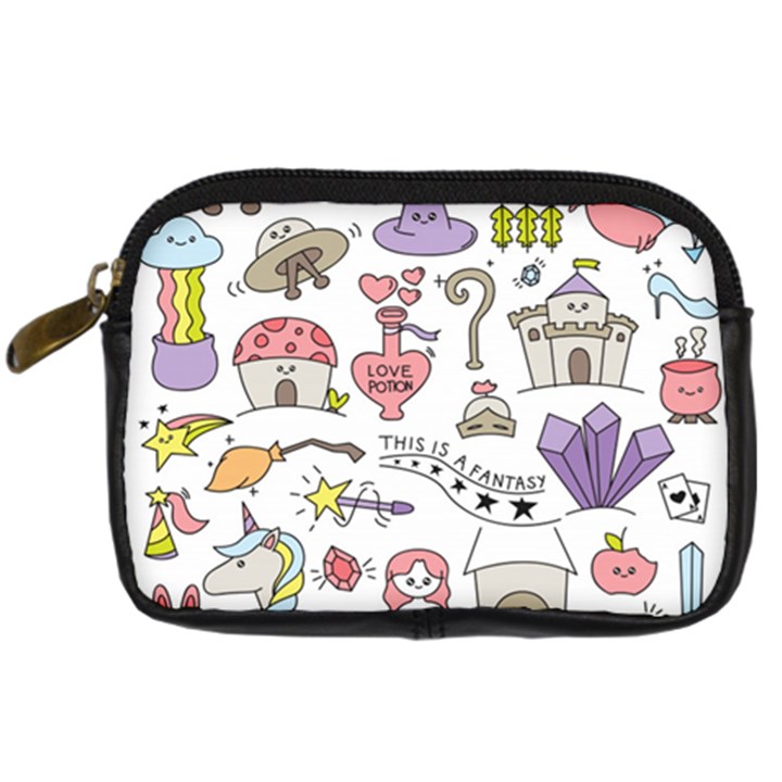 Fantasy-things-doodle-style-vector-illustration Digital Camera Leather Case