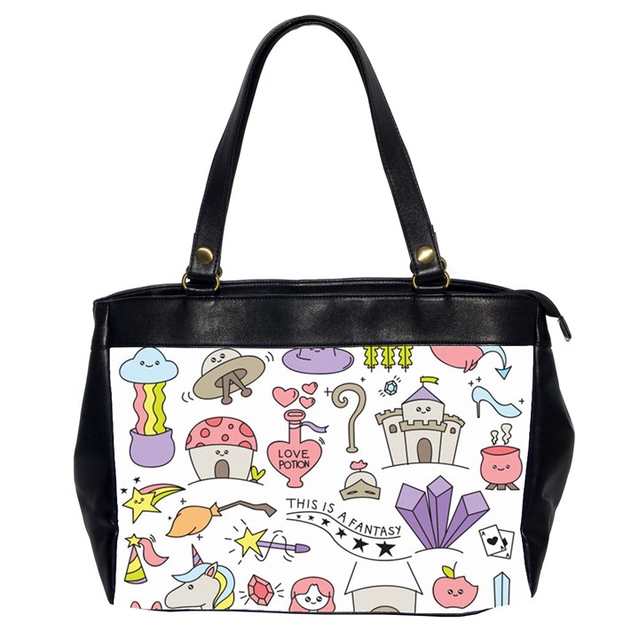 Fantasy-things-doodle-style-vector-illustration Oversize Office Handbag (2 Sides)