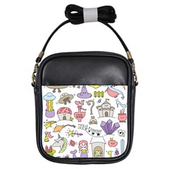 Fantasy-things-doodle-style-vector-illustration Girls Sling Bag by Jancukart