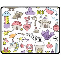 Fantasy-things-doodle-style-vector-illustration Fleece Blanket (medium) 