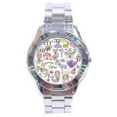 Fantasy-things-doodle-style-vector-illustration Stainless Steel Analogue Watch